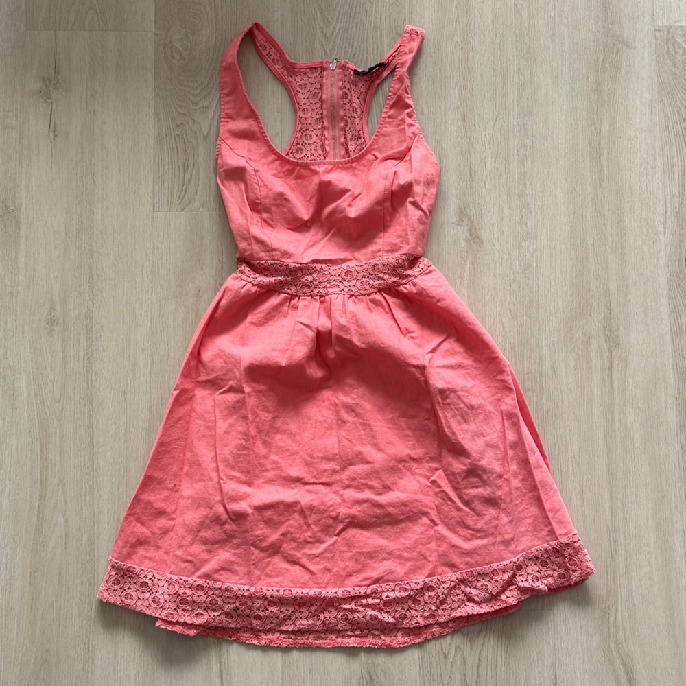 LEO MEETS VIRGO Spring Dress, zipper back - Coral - Size S